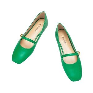 C Paravano Green Patent Single Strap Mary Jane  36 / 6 Square Toe Style: Clara